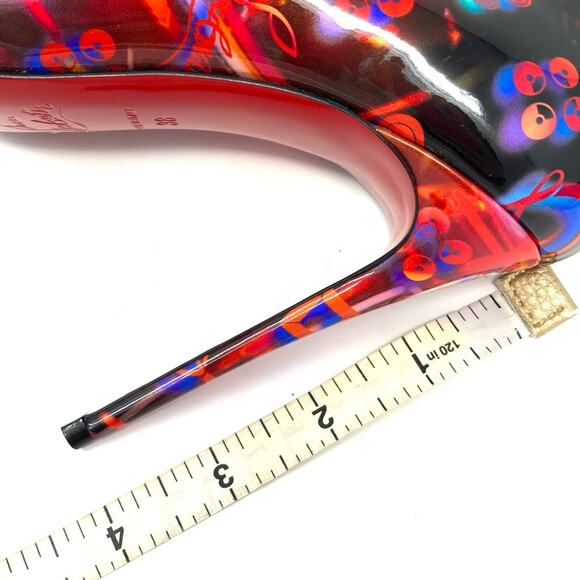 CHRISTIAN LOUBOUTIN HOT CHICK MULTICOLOR PATENT LEATHER HEELS 38 - Picture 9 of 9